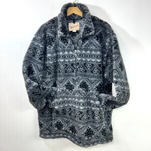 Vintage WOOLRICH Mens L 1/2 Zip Fleece Jacket Pullover Outdoor Wear USA MADE